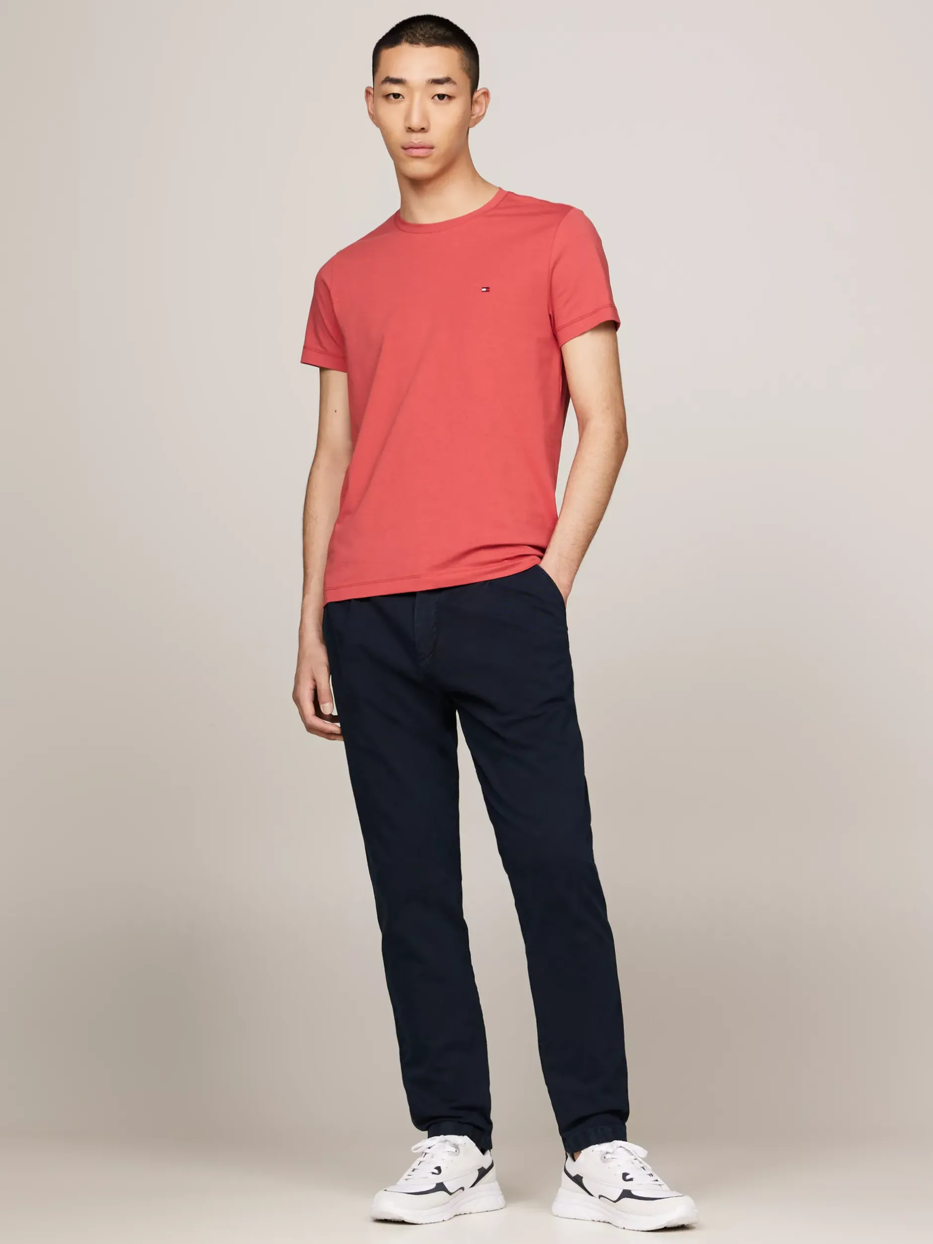 T-Shirty*Tommy Hilfiger Elastyczny T-shirt O Bardzo Wąskim Kroju TERRA RED