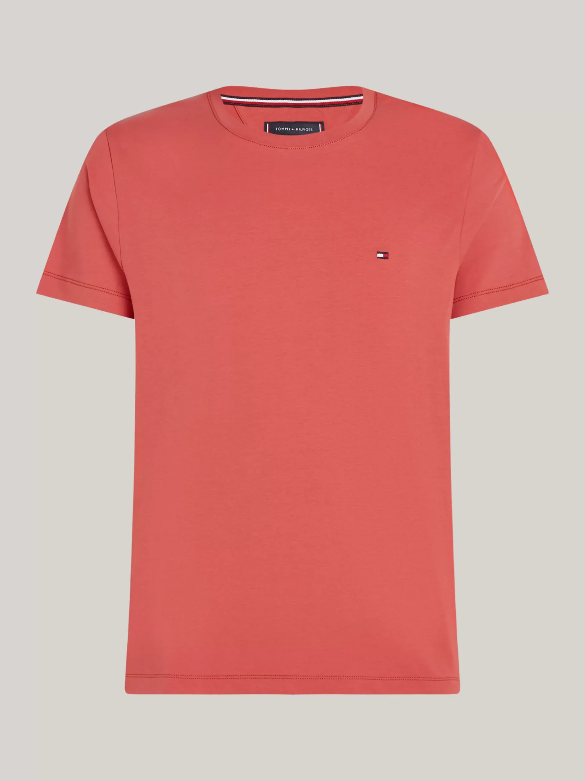 T-Shirty*Tommy Hilfiger Elastyczny T-shirt O Bardzo Wąskim Kroju TERRA RED