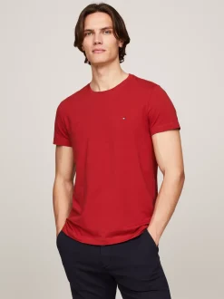 T-Shirty*Tommy Hilfiger Elastyczny T-shirt O Bardzo Wąskim Kroju DARK MAGMA