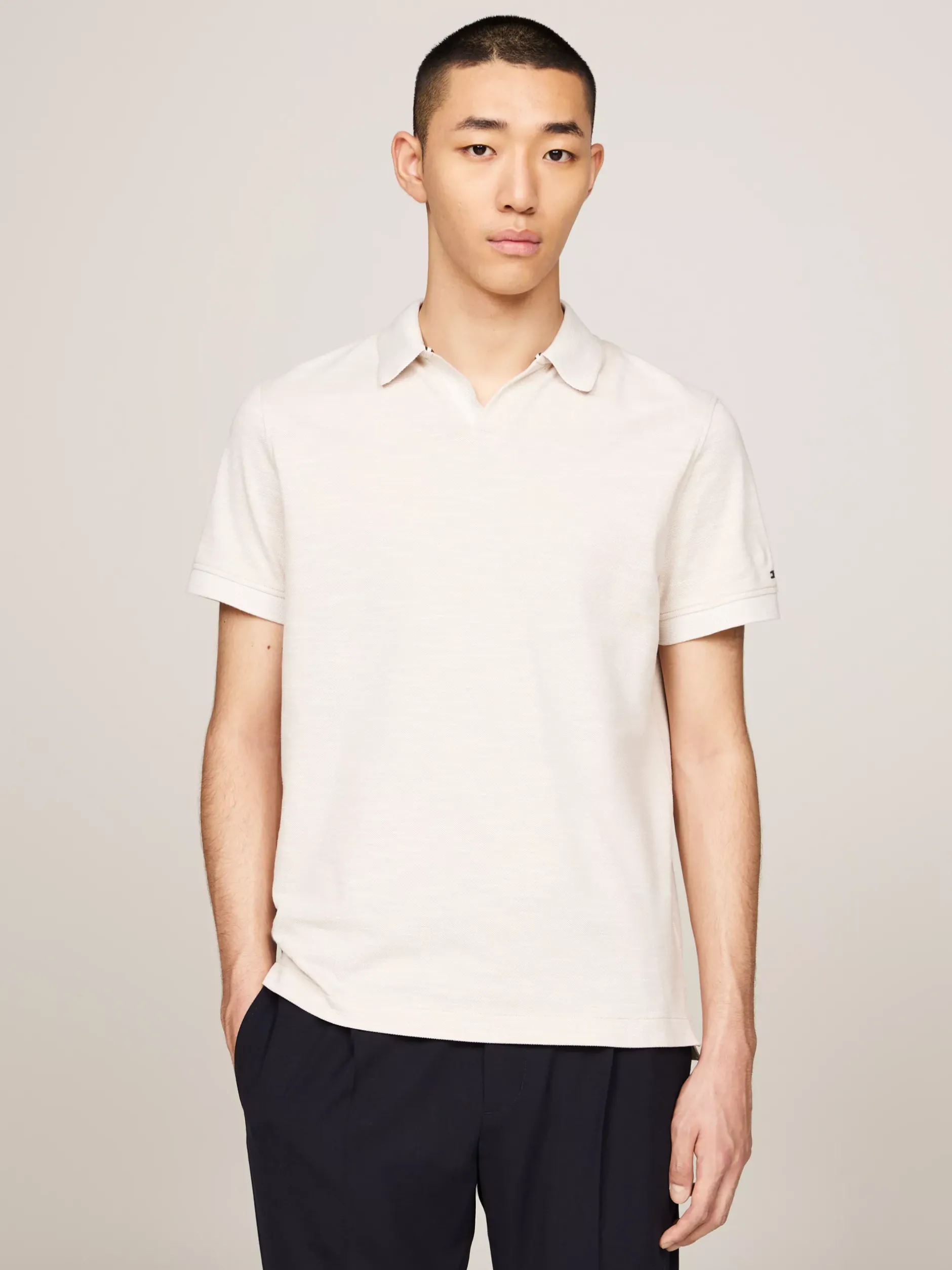 Koszulki Polo*Tommy Hilfiger Elegancka Koszulka Polo O Regularnym Kroju CLASSIC BEIGE / ECRU