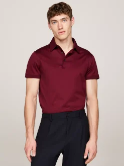 Koszulki Polo*Tommy Hilfiger Elegancka Koszulka Polo O Wąskim Kroju DEEP ROUGE