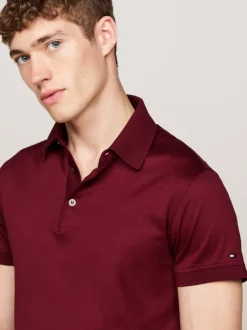 Koszulki Polo*Tommy Hilfiger Elegancka Koszulka Polo O Wąskim Kroju DEEP ROUGE