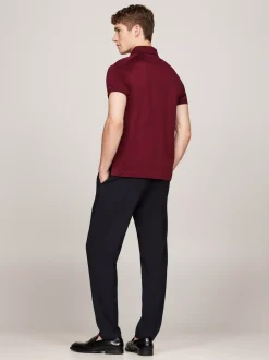 Koszulki Polo*Tommy Hilfiger Elegancka Koszulka Polo O Wąskim Kroju DEEP ROUGE