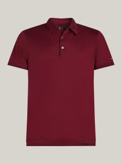 Koszulki Polo*Tommy Hilfiger Elegancka Koszulka Polo O Wąskim Kroju DEEP ROUGE