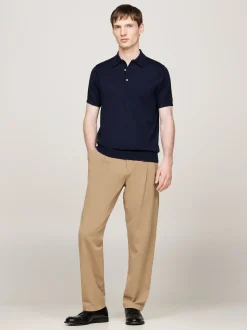 Swetry|Dzianina*Tommy Hilfiger Elegancka Koszulka Polo Z Czystej Wełny DESERT SKY