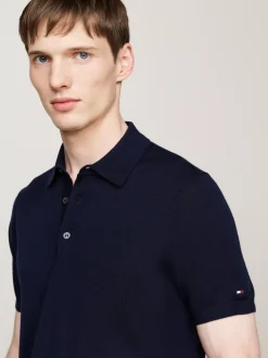 Swetry|Dzianina*Tommy Hilfiger Elegancka Koszulka Polo Z Czystej Wełny DESERT SKY