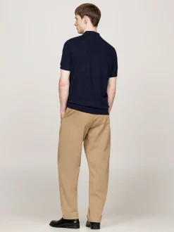 Swetry|Dzianina*Tommy Hilfiger Elegancka Koszulka Polo Z Czystej Wełny DESERT SKY