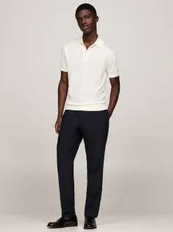 Swetry|Dzianina*Tommy Hilfiger Elegancka Koszulka Polo Z Czystej Wełny IVORY