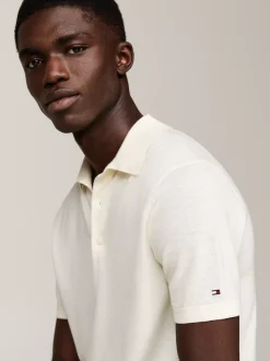 Swetry|Dzianina*Tommy Hilfiger Elegancka Koszulka Polo Z Czystej Wełny IVORY