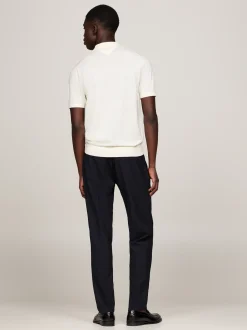 Swetry|Dzianina*Tommy Hilfiger Elegancka Koszulka Polo Z Czystej Wełny IVORY