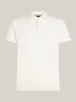 Swetry|Dzianina*Tommy Hilfiger Elegancka Koszulka Polo Z Czystej Wełny IVORY