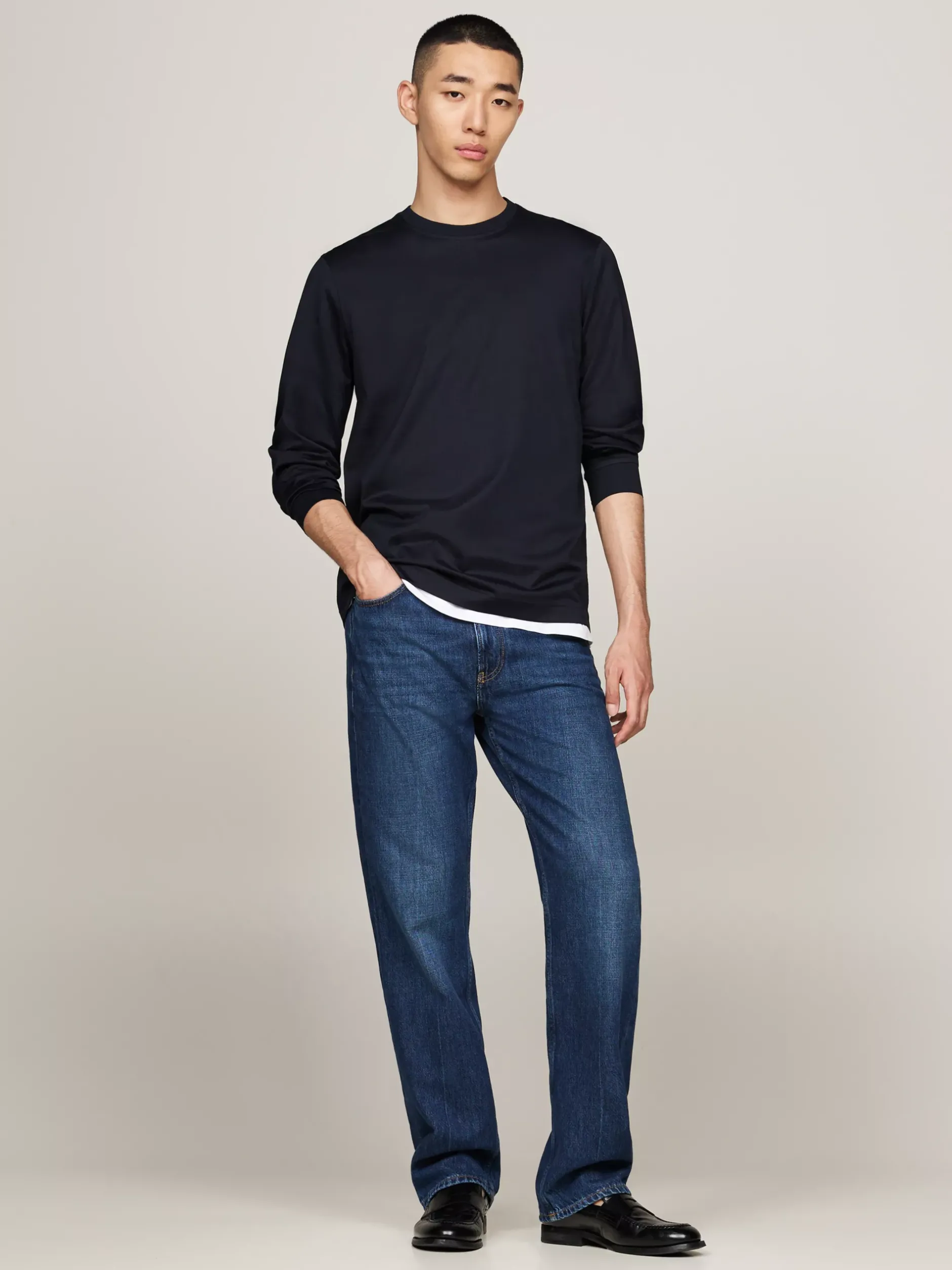 T-Shirty*Tommy Hilfiger Elegancki Longsleeve DESERT SKY