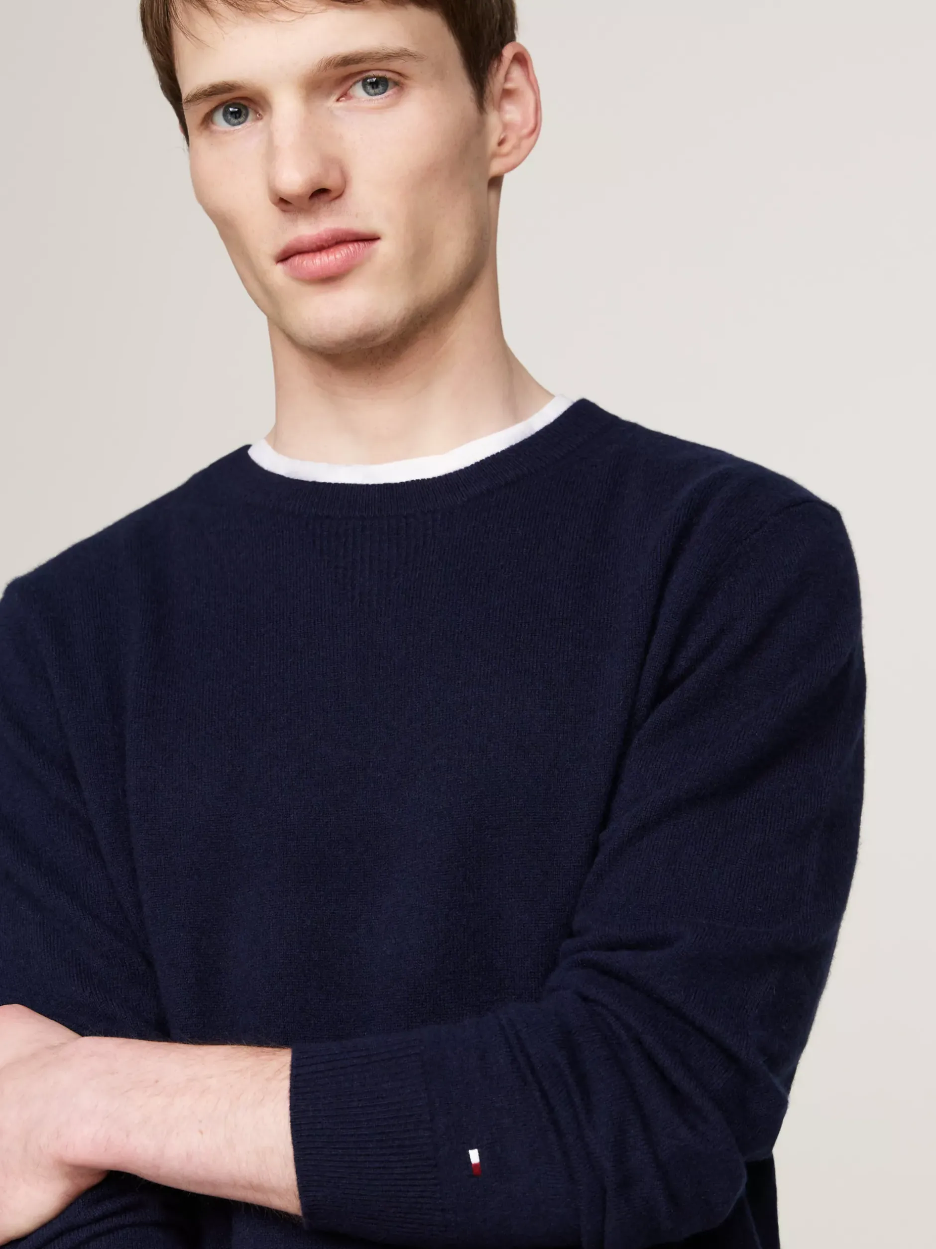 Swetry Z Okrągłym Dekoltem|Swetry*Tommy Hilfiger Elegancki, Luźny Sweter Z Kaszmiru DESERT SKY