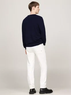 Swetry Z Okrągłym Dekoltem|Swetry*Tommy Hilfiger Elegancki, Luźny Sweter Z Kaszmiru DESERT SKY