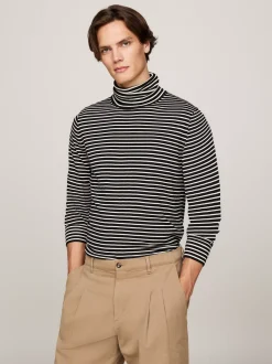 Swetry Z Golfem|Swetry*Tommy Hilfiger Elegancki Sweter Z Golfem BLACK/ IVORY