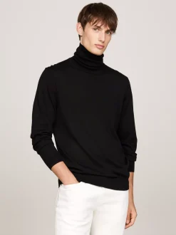 Swetry Z Golfem|Swetry*Tommy Hilfiger Elegancki Sweter Z Golfem BLACK