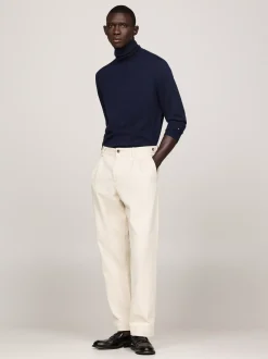 Swetry|Dzianina*Tommy Hilfiger Elegancki Sweter Z Golfem DESERT SKY