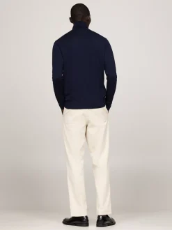 Swetry|Dzianina*Tommy Hilfiger Elegancki Sweter Z Golfem DESERT SKY