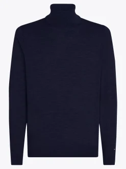 Swetry|Dzianina*Tommy Hilfiger Elegancki Sweter Z Golfem DESERT SKY