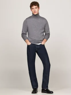 Swetry Z Golfem|Swetry*Tommy Hilfiger Elegancki Sweter Z Golfem MEDIUM GREY HEATHER