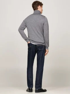 Swetry Z Golfem|Swetry*Tommy Hilfiger Elegancki Sweter Z Golfem MEDIUM GREY HEATHER