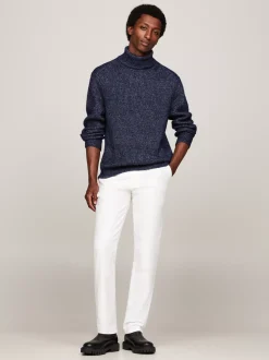 Swetry Z Golfem|Swetry*Tommy Hilfiger Elegancki Sweter Z Mieszanki Wełny DESERT SKY MOULINE