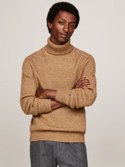 Swetry Z Golfem|Swetry*Tommy Hilfiger Elegancki Sweter Z Mieszanki Wełny IVORY MOULINE