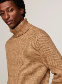 Swetry Z Golfem|Swetry*Tommy Hilfiger Elegancki Sweter Z Mieszanki Wełny IVORY MOULINE