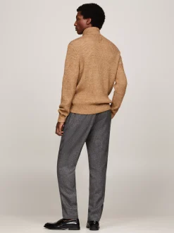 Swetry Z Golfem|Swetry*Tommy Hilfiger Elegancki Sweter Z Mieszanki Wełny IVORY MOULINE