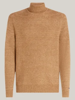 Swetry Z Golfem|Swetry*Tommy Hilfiger Elegancki Sweter Z Mieszanki Wełny IVORY MOULINE