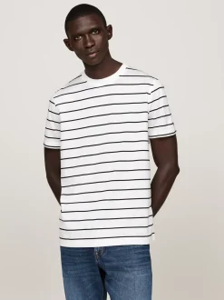 T-Shirty*Tommy Hilfiger Elegancki T-shirt W Paski ECRU / DESERT SKY