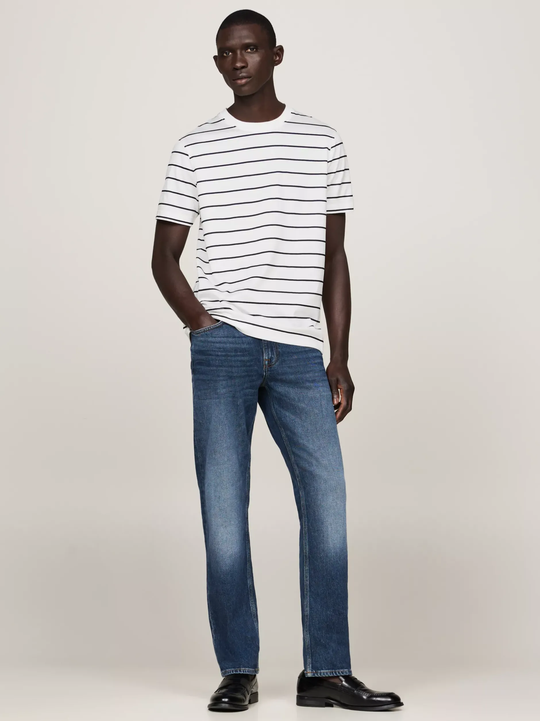 T-Shirty*Tommy Hilfiger Elegancki T-shirt W Paski ECRU / DESERT SKY