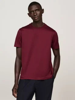 T-Shirty*Tommy Hilfiger Elegancki T-shirt W Paski DEEP ROUGE