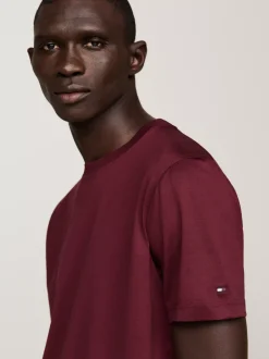 T-Shirty*Tommy Hilfiger Elegancki T-shirt W Paski DEEP ROUGE