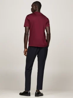 T-Shirty*Tommy Hilfiger Elegancki T-shirt W Paski DEEP ROUGE