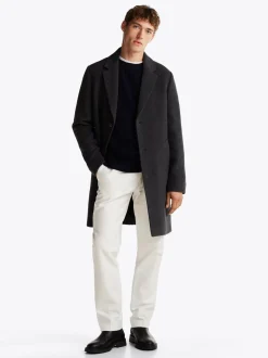 Kurtki & Płaszcze*Tommy Hilfiger Elegancki Wełniany Płaszcz DARK GREY HEATHER