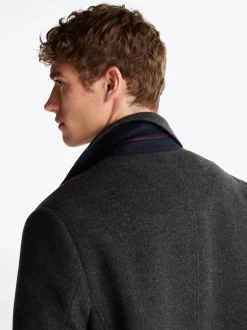 Kurtki & Płaszcze*Tommy Hilfiger Elegancki Wełniany Płaszcz DARK GREY HEATHER