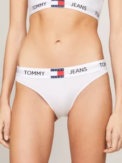 Figi|Bielizna*Tommy Hilfiger Figi Heritage Z Powtórzonym Logo Na Pasku WHITE
