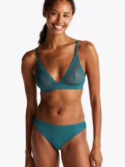 Figi|Bielizna*Tommy Hilfiger Figi Z Koronkową Wstawką I Logo Na Pasku MIDNIGHT TURQUOISE