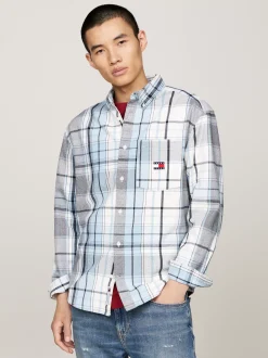 Koszule*Tommy Hilfiger Flanelowa Koszula O Luźnym Kroju ANCIENT WHITE / MULTI