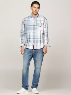 Koszule*Tommy Hilfiger Flanelowa Koszula O Luźnym Kroju ANCIENT WHITE / MULTI