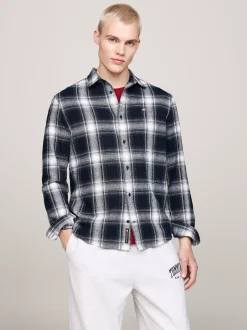 Koszule*Tommy Hilfiger Flanelowa Koszula W Kratę O Luźnym Kroju DARK NIGHT NAVY CHECK
