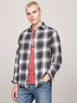 Koszule*Tommy Hilfiger Flanelowa Koszula W Kratę O Luźnym Kroju NEW CHARCOAL CHECK