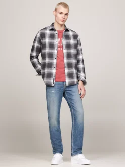 Koszule*Tommy Hilfiger Flanelowa Koszula W Kratę O Luźnym Kroju NEW CHARCOAL CHECK