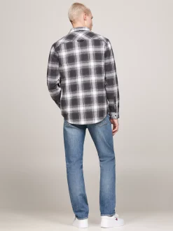 Koszule*Tommy Hilfiger Flanelowa Koszula W Kratę O Luźnym Kroju NEW CHARCOAL CHECK