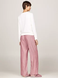 Piżamy & Odziez Nocna*Tommy Hilfiger Flanelowa Piżama I Kapcie TH Original IVORY/PINSTRIPE ROUGE