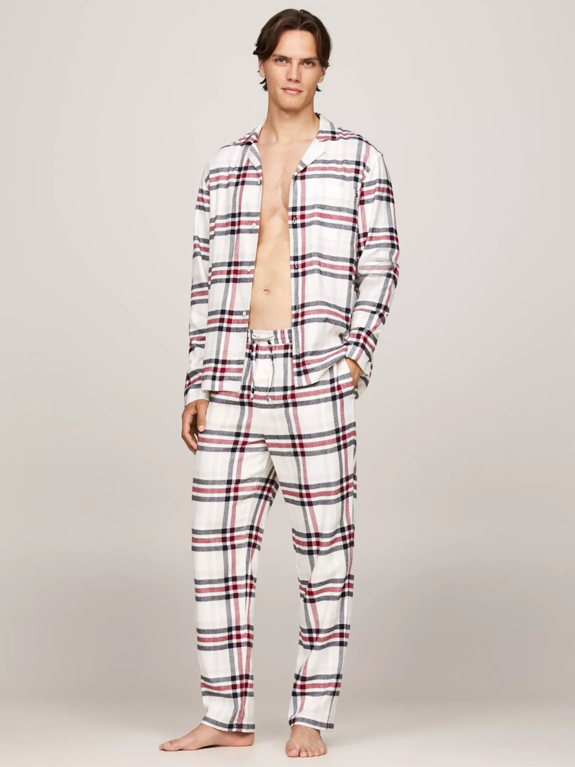 Stroje Kąpielowe*Tommy Hilfiger Flanelowa Piżama TH Original HERITAGE PLAID IVORY