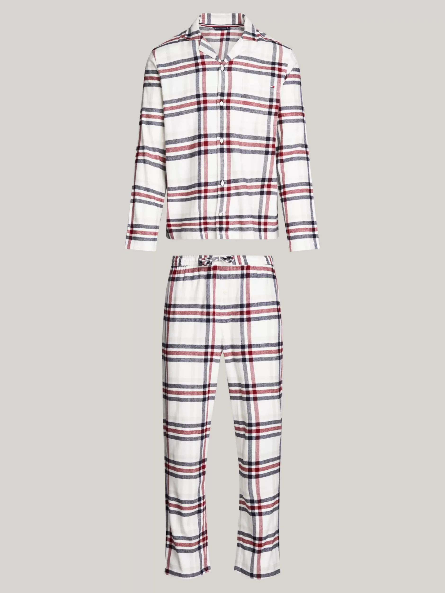 Stroje Kąpielowe*Tommy Hilfiger Flanelowa Piżama TH Original HERITAGE PLAID IVORY