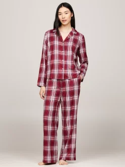 Piżamy & Odziez Nocna*Tommy Hilfiger Flanelowa Piżama TH Original PLAID CHECK DEEP ROUGE