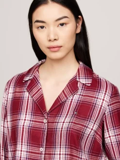 Piżamy & Odziez Nocna*Tommy Hilfiger Flanelowa Piżama TH Original PLAID CHECK DEEP ROUGE
